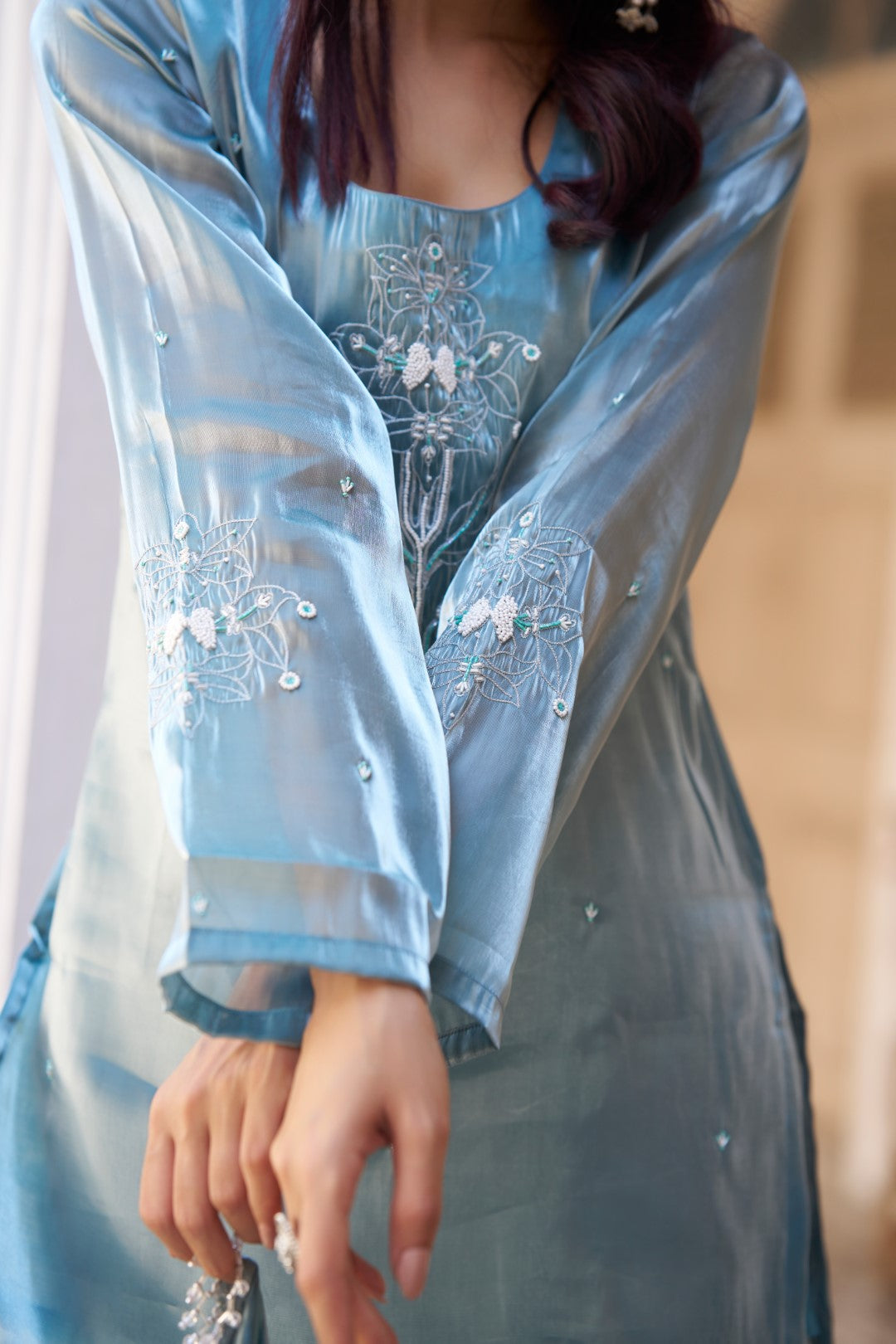 Nazakat Suit shimmery Blue